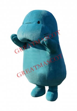 Blue Manatee Mascot Costume