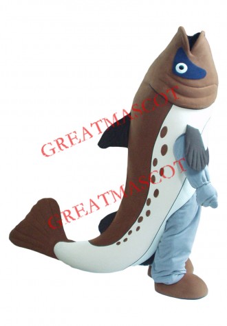 Superb Brown White Fish Mascot Costume