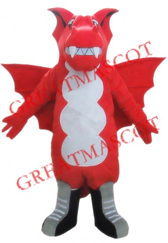 Friendly Realistic Red Dragon Mascot Costume
