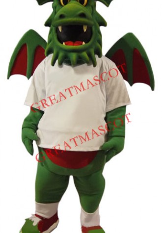 Friendly Realistic Green Dragon Mascot Costume