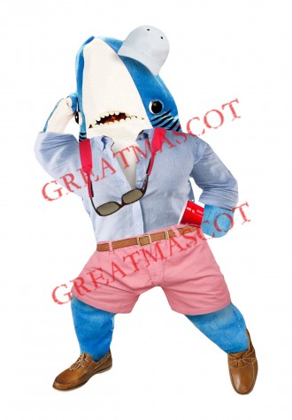 Realistic Blue Shark Mascot Costume