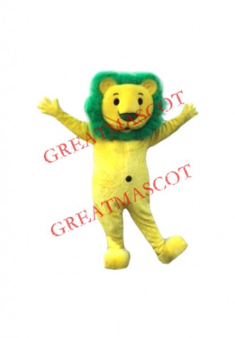 Yellow & Green Lion Mascot Costume
