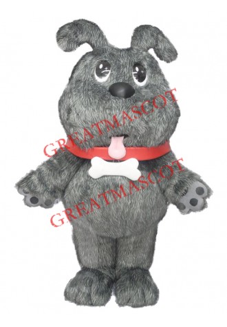 Lovely Plush Grey Dog Mascot Costume