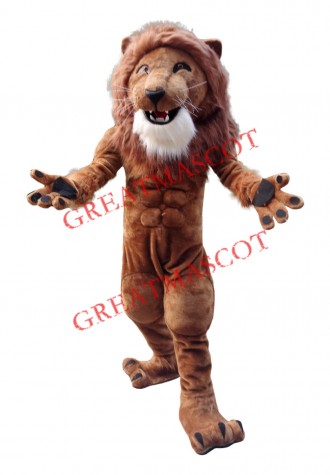 Strong Muscle Lion Mascot Costume