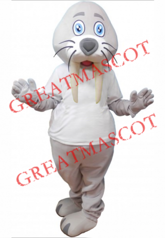 Gray Walrus Mascot Costume