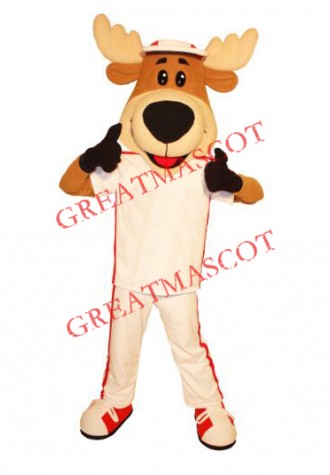 Smiling Lightweight Moose Mascot Costume