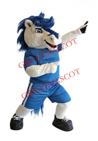 White & Blue Horse Mascot Costume