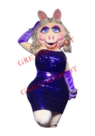 Muppet Piggy's New Sequins Dress Mascot Costume