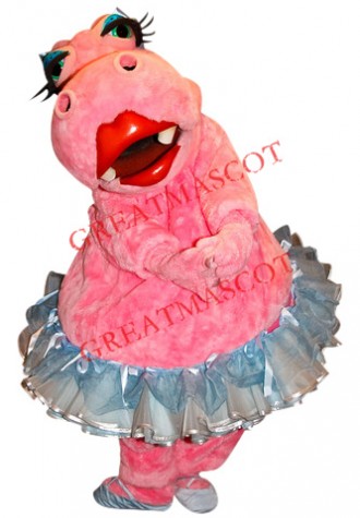 Pretty Pink Hippo Mascot Costume