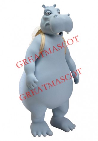 Superb Grey Hippo Mascot Costume