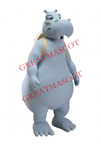 Superb Grey Hippo Mascot Costume