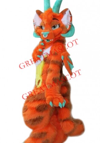 Orange Dragon Realistic Mascot Costume