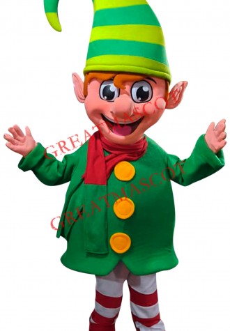 Superb Happy Christmas Elf Mascot Costume