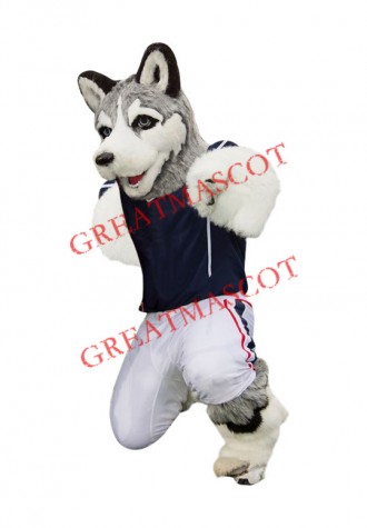 University Grey Husky Mascot Costume