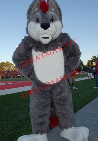 Superb Sport Grey Wolf Mascot Costume