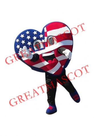 US Flag Heart Mascot Costume