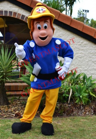Superb Fireman Sam Mascot Costume