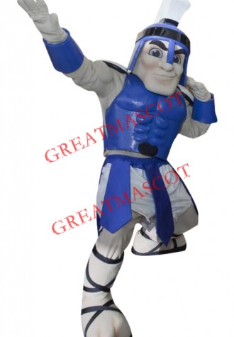 Blue Spartan Knight Mascot Costume