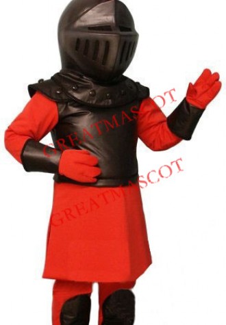 Superb Red & Black Knight Mascot Costume