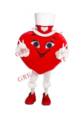 Happy Red Heart Mascot Costume