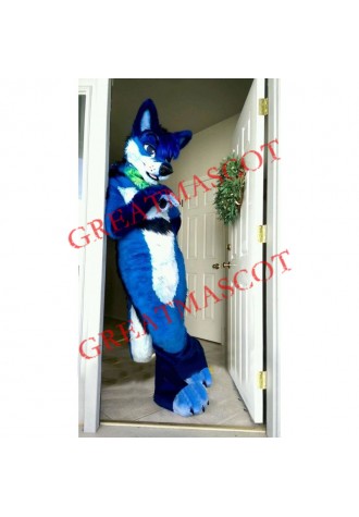 Blue Dog Fox Wolf Realistic Animal Mascot Costume