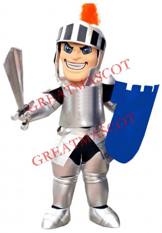 Power Silver Spartan Mascot Costume