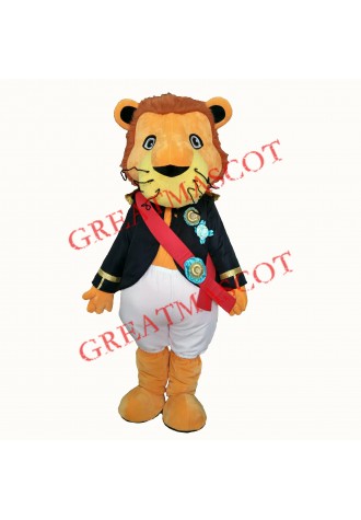 Badge Soldier Lion Mascot Costume