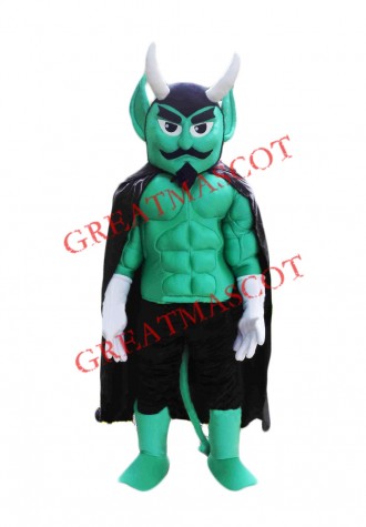 Green Power Muscular Devil Mascot Costume