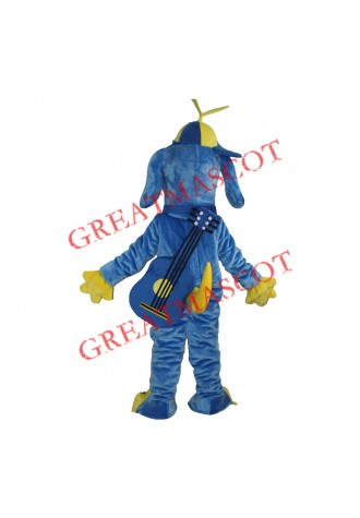 Blue Music Dog Mascot Costume