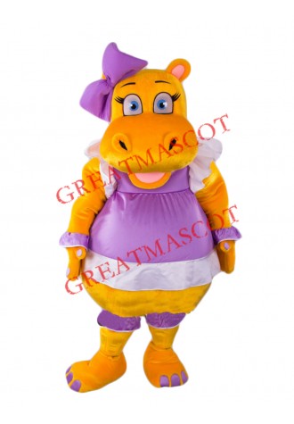 Beautiful Yellow Hippo Mascot Costume