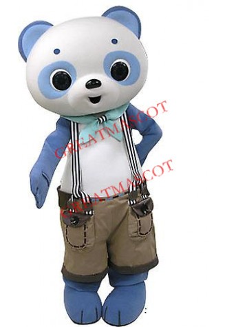 Blue & White Panda Mascot Costume