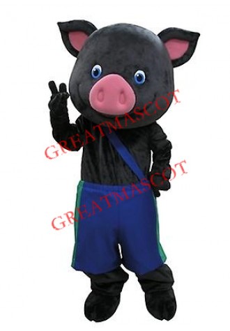 Black & Pink Pig Mascot Costume