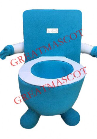 Blue Toilet Mascot Costume