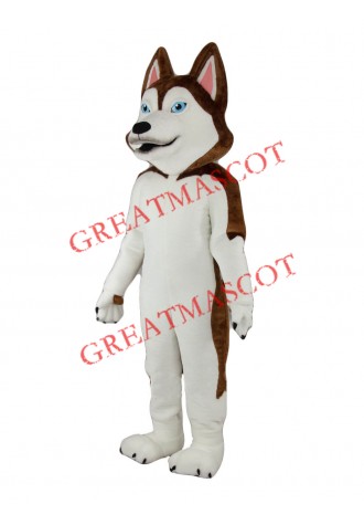 Brown & White Husky Dog Mascot Costume