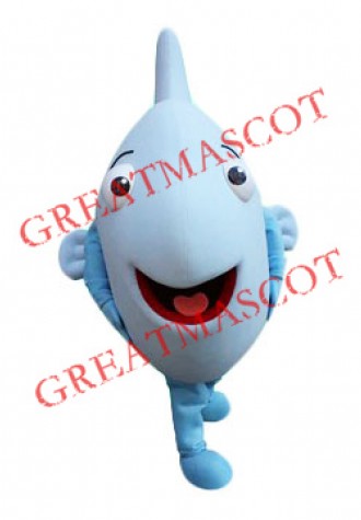 Super Cute Blue Fish Mascot Costume