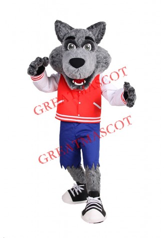 Friendly College Wolf Mascot Costume