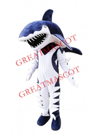 Fierce Blue Shark Mascot Costume