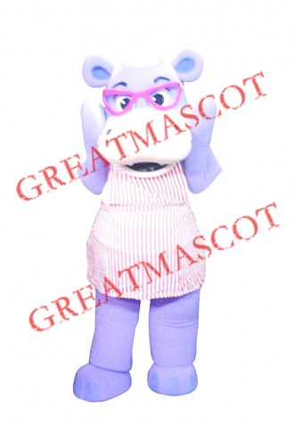 Purple Hippo Mascot Costume