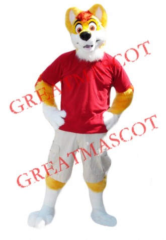 Yellow & White Husky Dog Mascot Costume