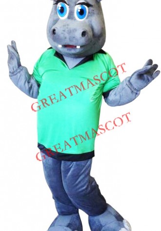 Shy Hippo Mascot Costume