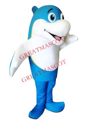 Blue & White Dolphin Mascot Costume