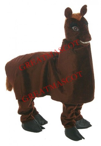 Happy Two Person Horse Mascot Costume