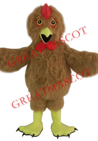 Furry Brown Chicken Mascot Costume