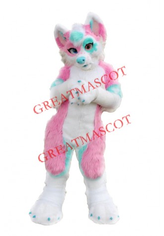 Pink & Blue Husky Dog Mascot Costume