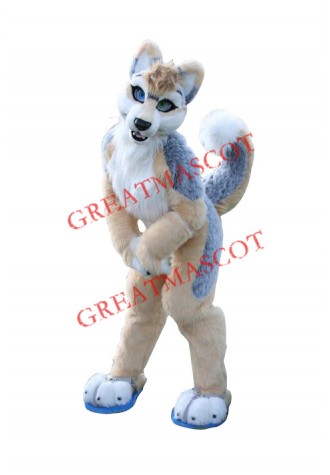Brown & Gray Husky Dog Mascot Costume
