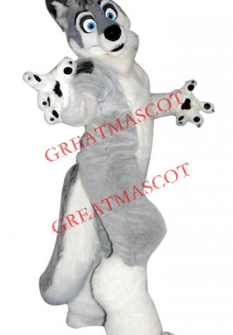 Grey & Black Wolf Mascot Costume