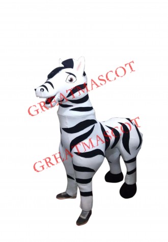 White Black Zebra Mascot Costume