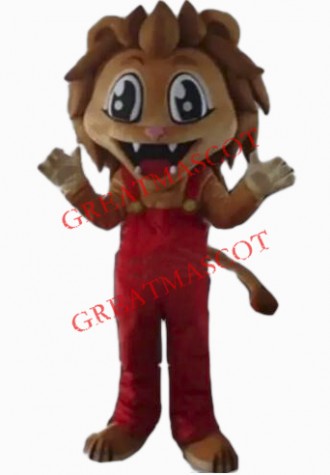 Happy Realistic Lion Mascot Costume