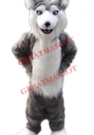Gray Husky Dog Mascot Costume