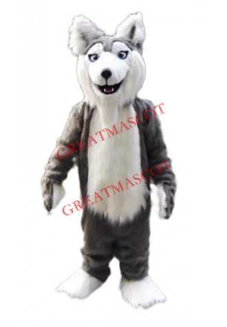 Gray Husky Dog Mascot Costume